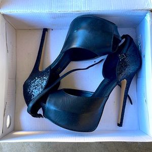Aldo Black Glitter heels